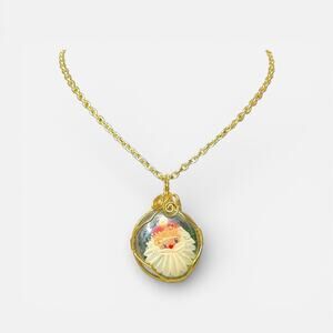 Vintage Santa Claus Pendant Necklace OOAK Style Wire Wrapped Christmas